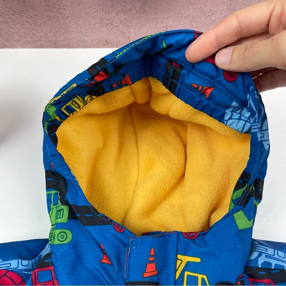 The Children's Place Blue Yellow Truck Full Zip Hooded Coat Jacket Boy 2T